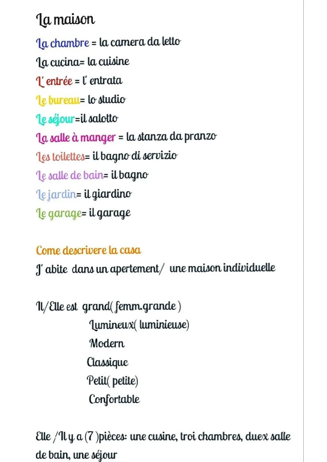 Ma Maison en Français: Description et Lexique
