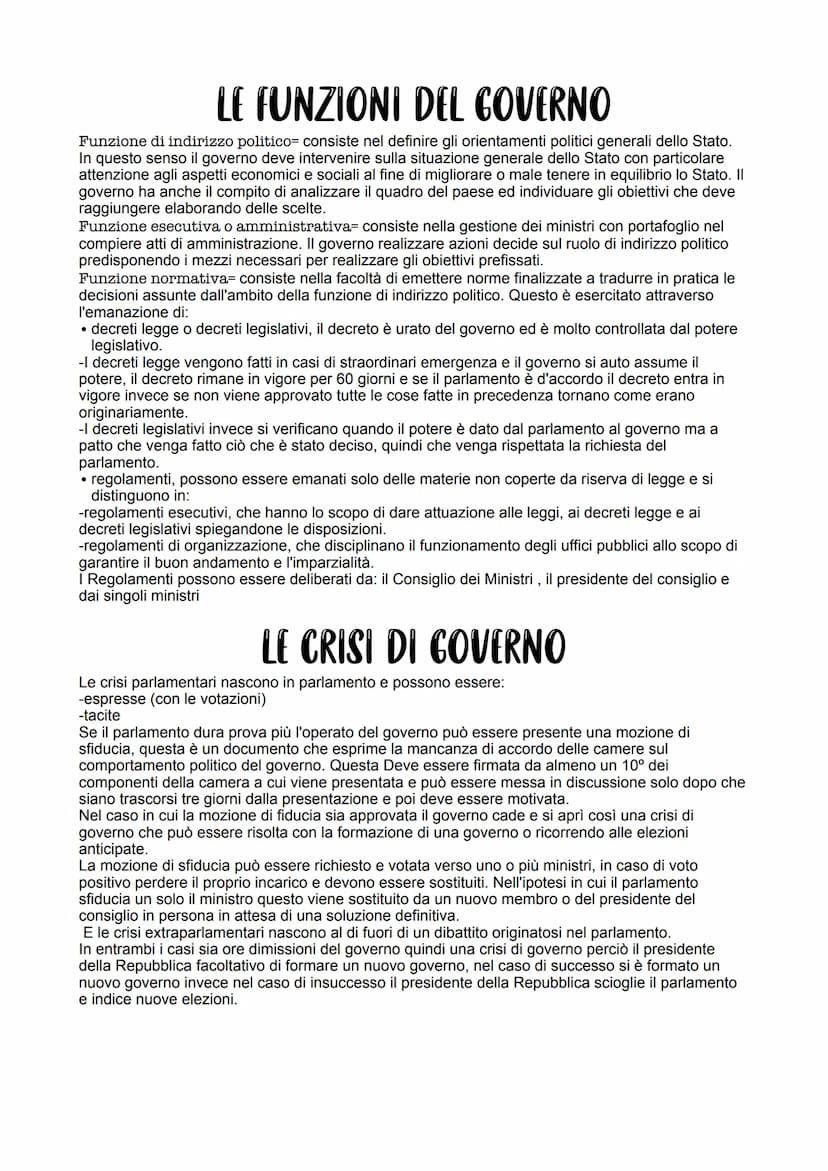 IL GOVERNO
Il governo è l'organo titolare del potere esecutivo ed è formato dai partiti che vincono le elezioni
politiche. La sede del gover