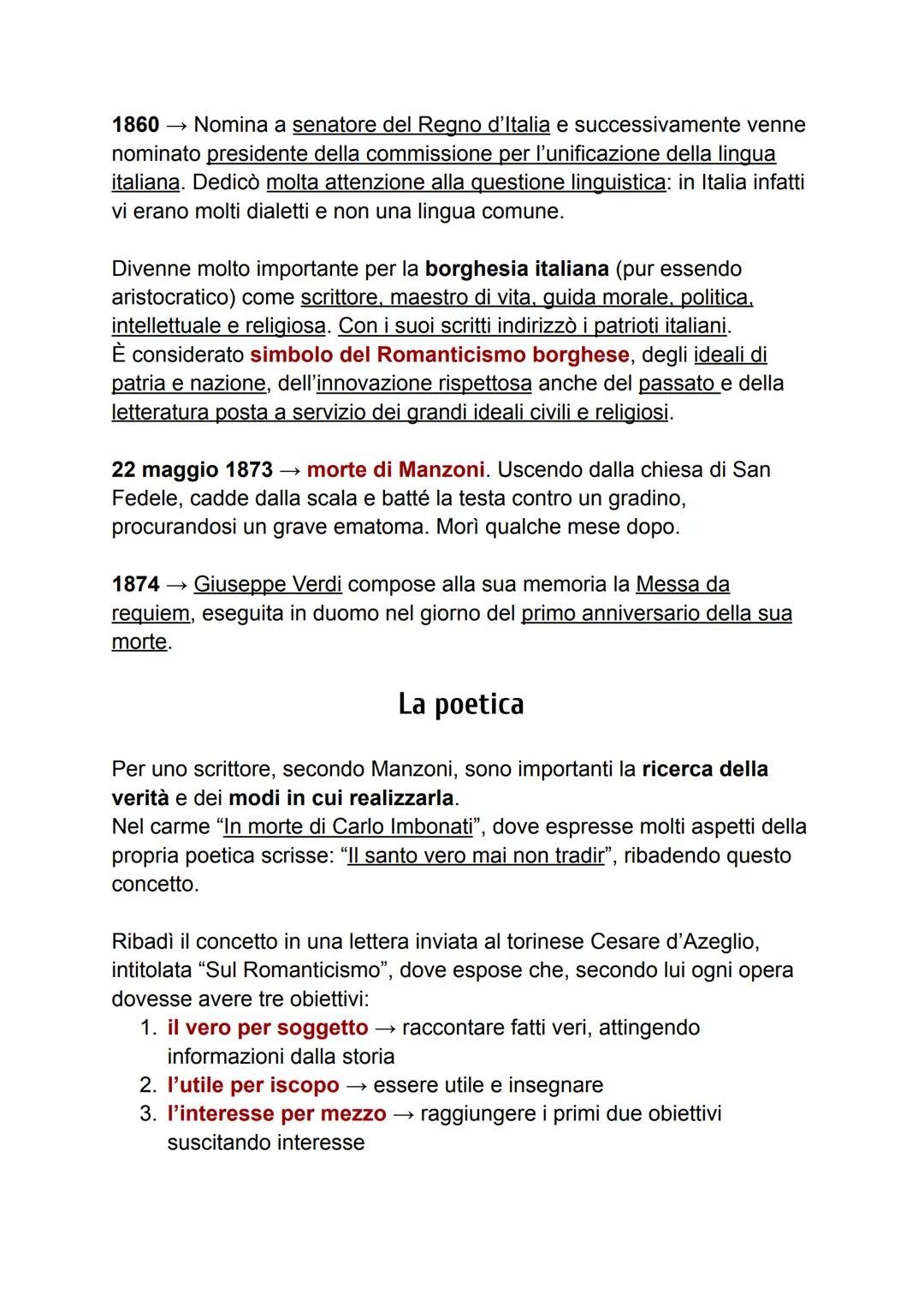 Alessandro Manzoni
Alessandro Manzoni è considerato il caposcuola del Romanticismo
italiano:
1. fu un grande patriota, molto attento ai gran