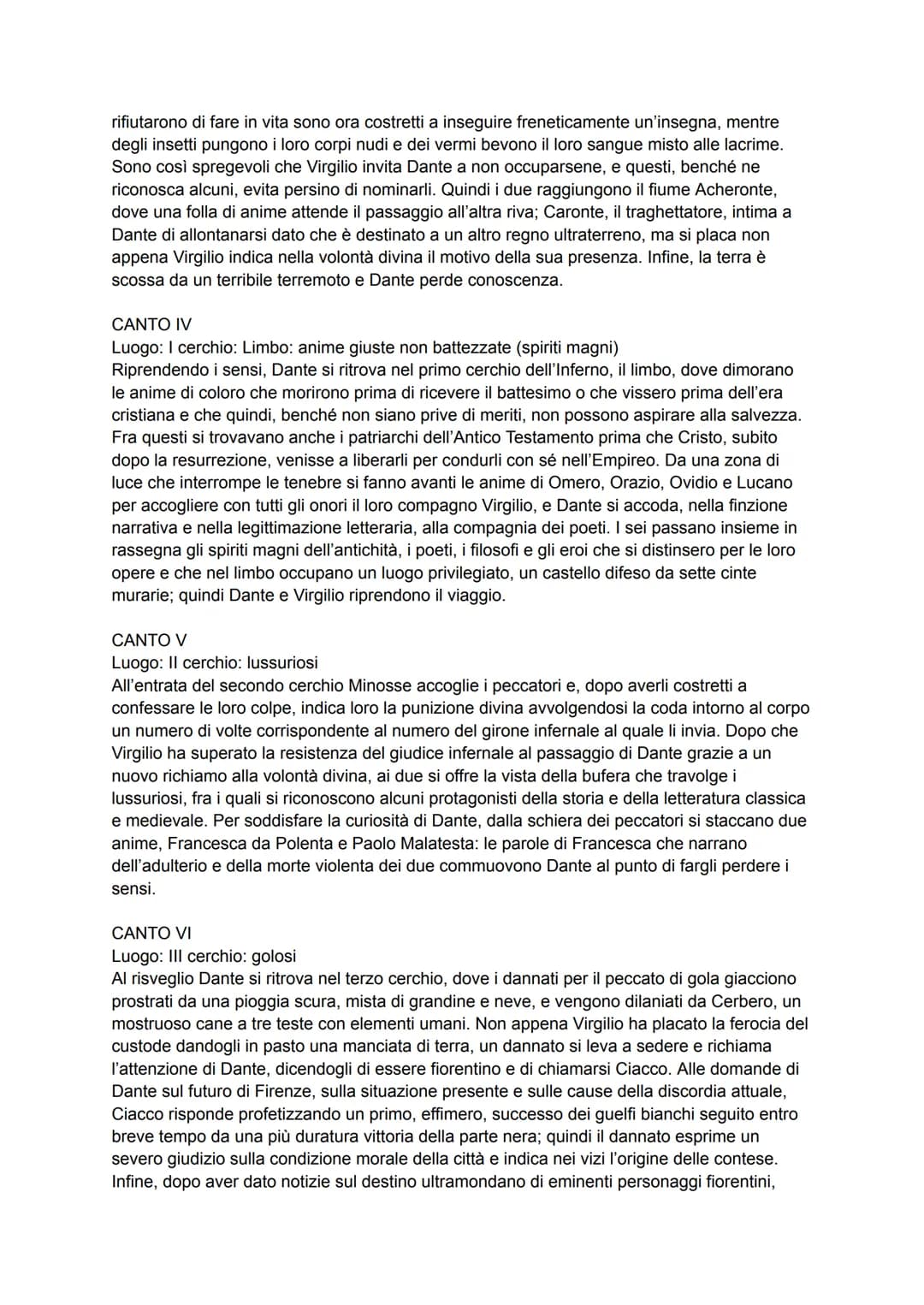 Divina Commedia-Riassunti:
Inferno: TUTTI I CANTI
CANTO I
Luogo: selva oscura
Smarrita la via della giustizia e del bene, Dante si ritrova n