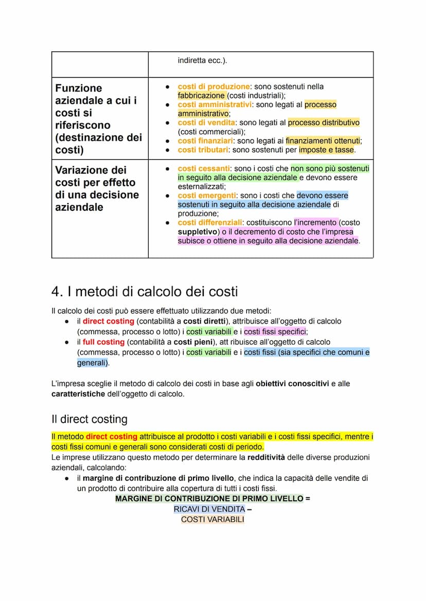 La contabilità gestionale
1. La contabilità gestionale
2. L'oggetto di calcolo
3. La classificazione dei costi
4. I metodi di calcolo dei co