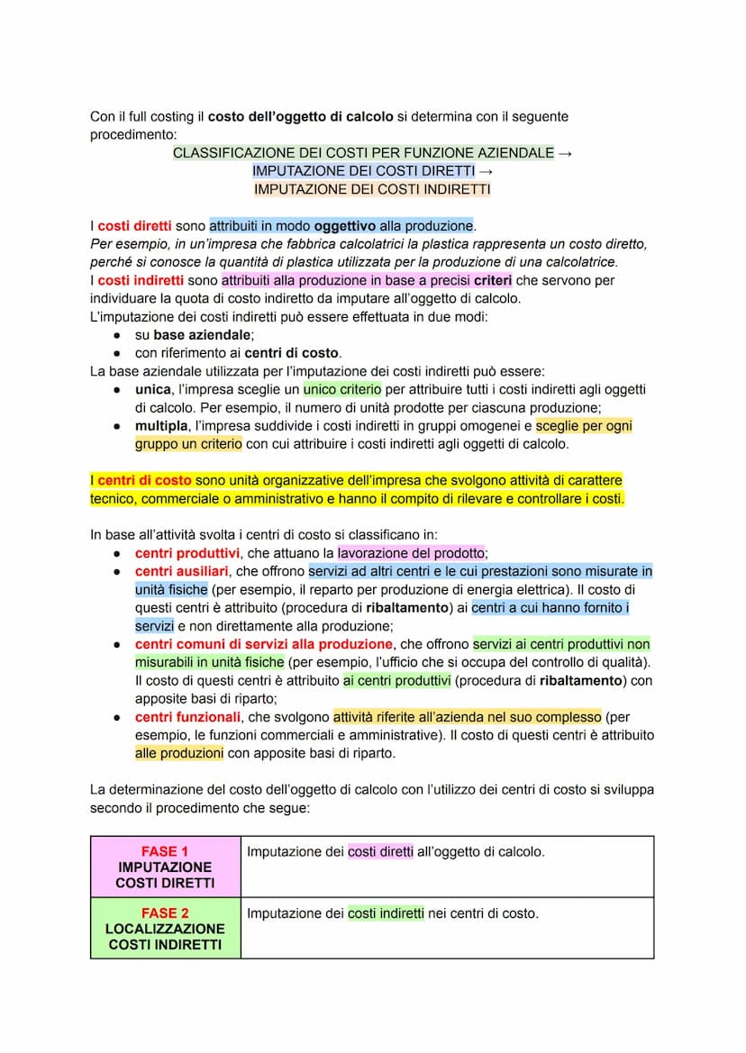 La contabilità gestionale
1. La contabilità gestionale
2. L'oggetto di calcolo
3. La classificazione dei costi
4. I metodi di calcolo dei co