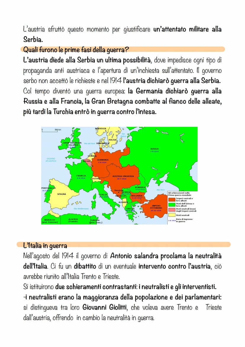 PRIMA GUERRA
MONDIALE
Iniziò nel 1914 si concluse nel 1918 con vittoria della triplice intesa,
l'Italia partecipò nel 1815.
Le cause politic