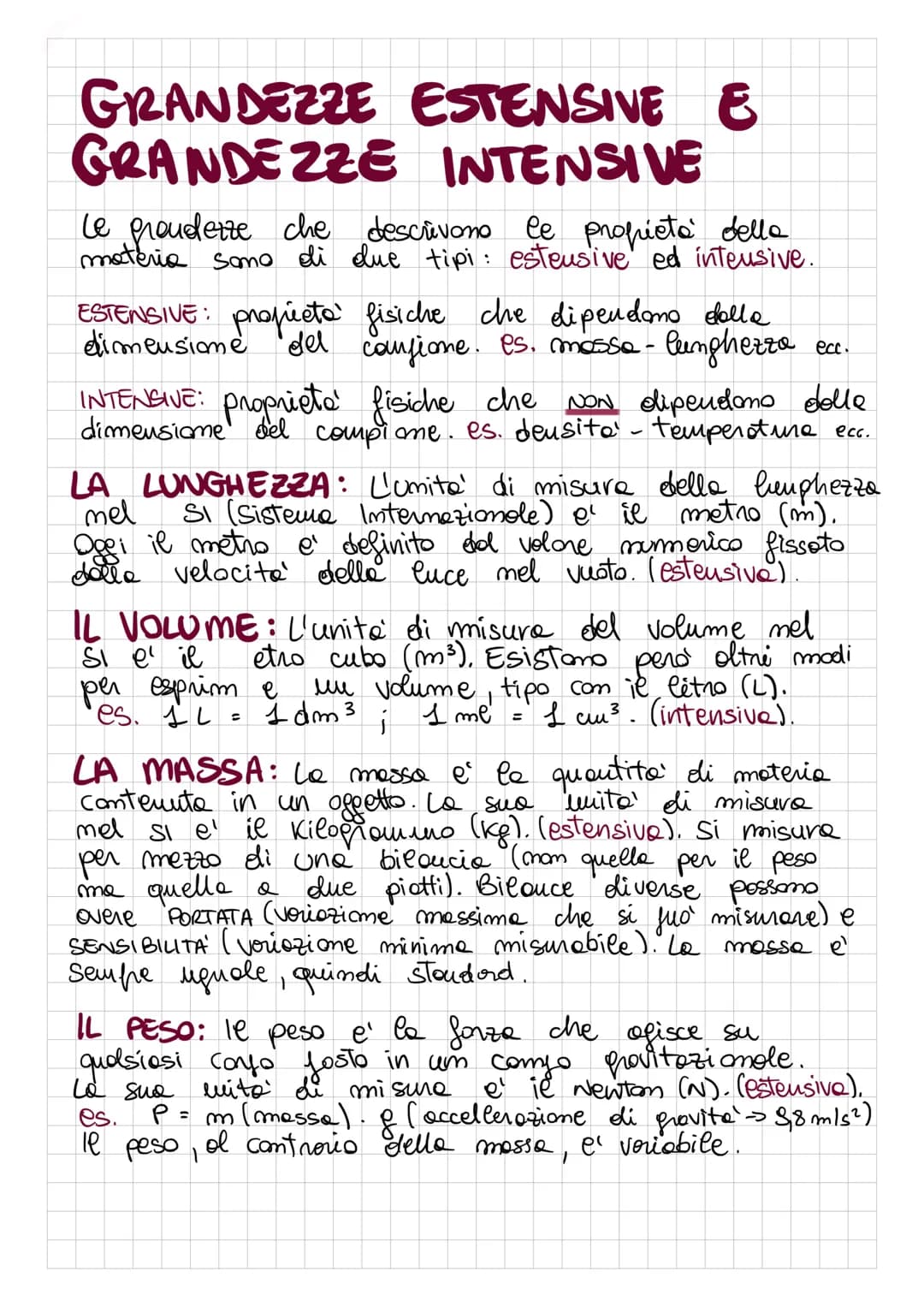 
<p>Le grandezze che descrivono le proprietà della materia sono di due tipi: estensive ed intensive.</p>
<h2 id="grandezzeestensive">Grandez