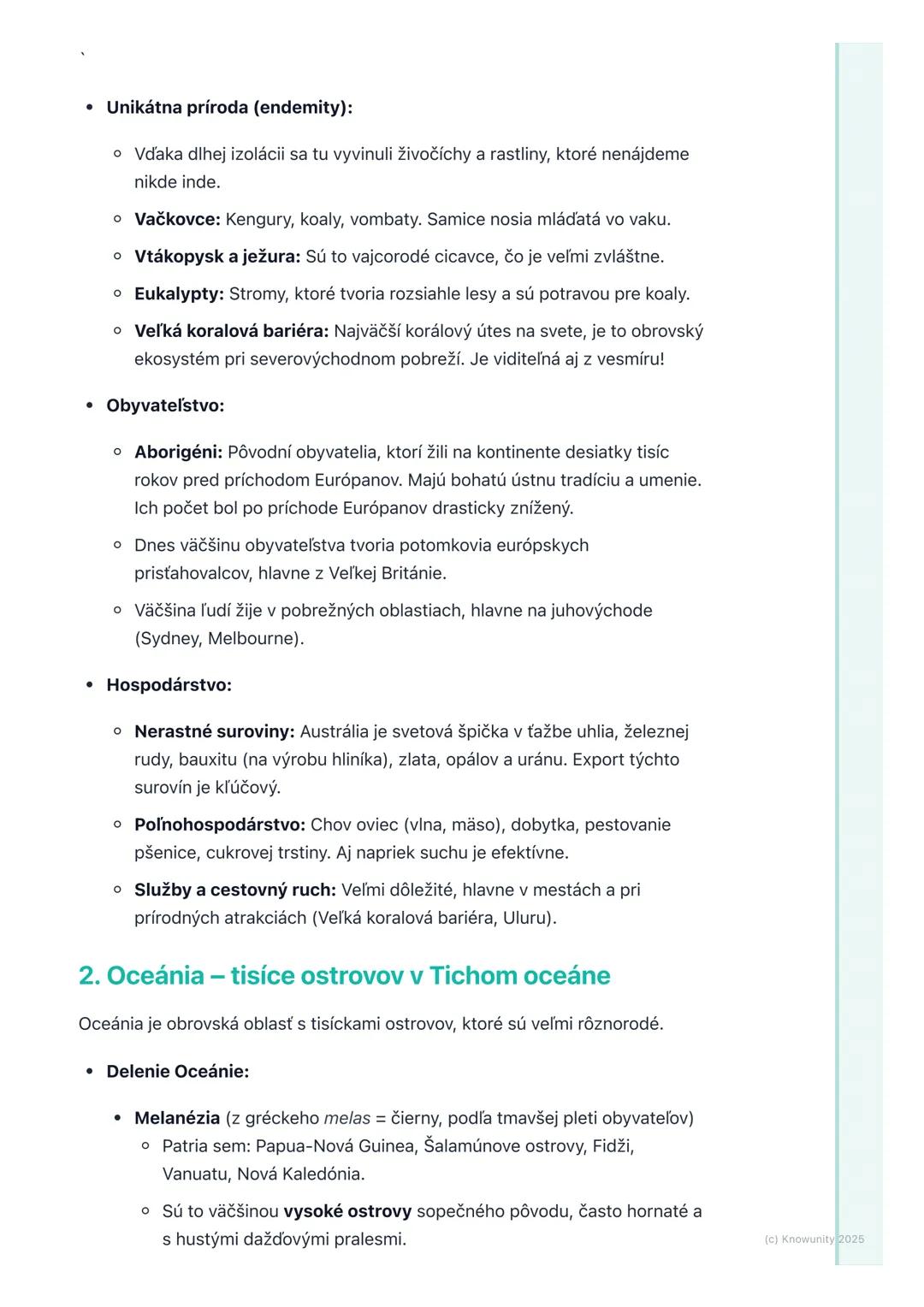 # Austrália a Oceánia

## Prehľad / Úvod

Takže, ideme sa pozrieť na Austráliu a Oceániu. Je to obrovský a veľmi
zaujímavý región, ktorý zah