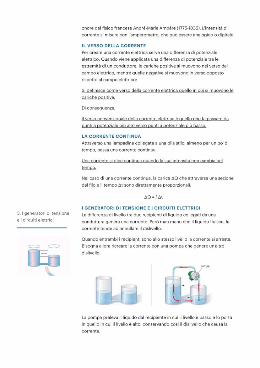 LA CORRENTE ELETTRICA
1. I molti volti
dell'elettricità
2. L'intensità della
corrente elettrica
verso della corrente
AQ è la somma delle car