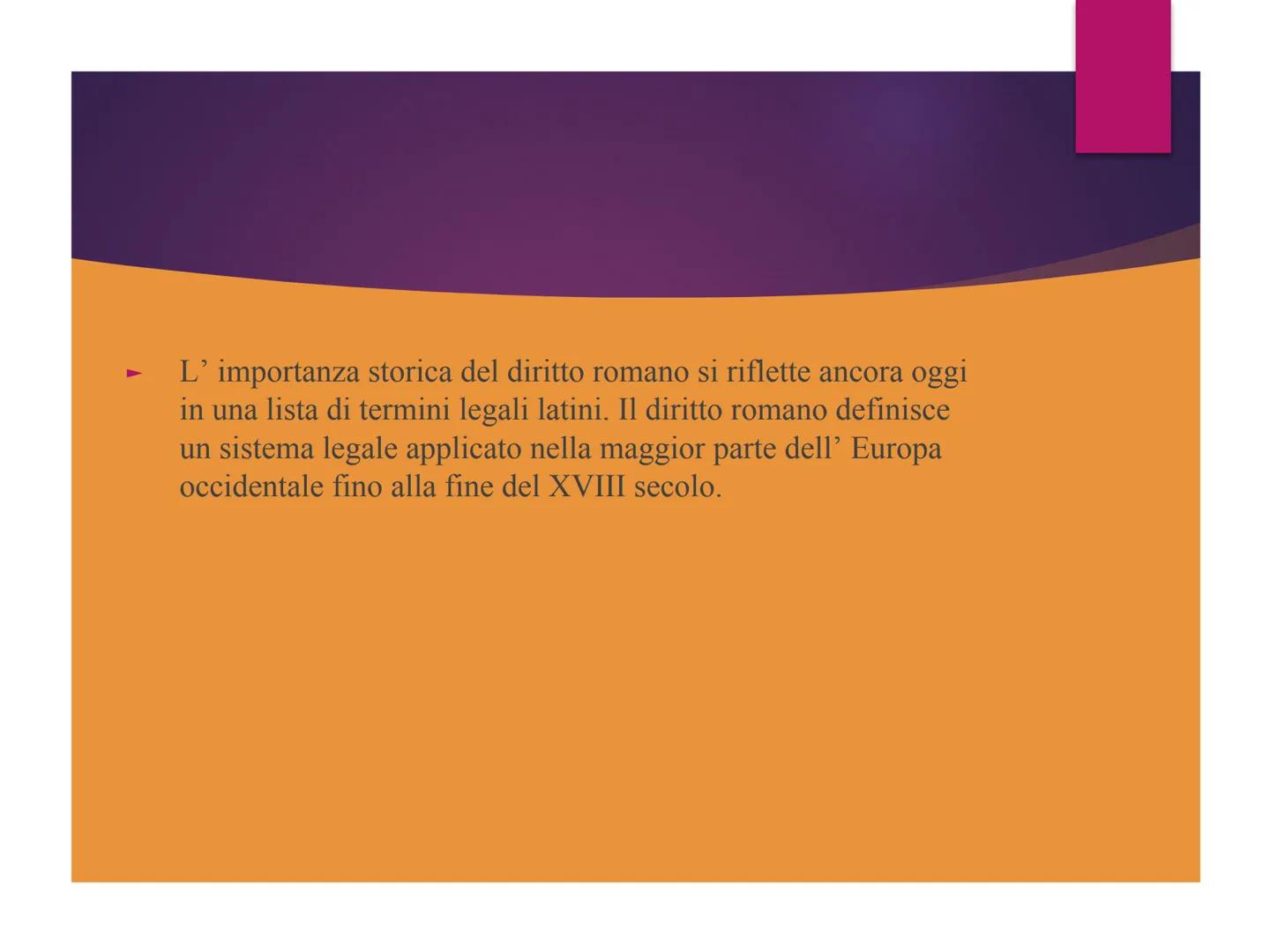 # IL DIRITTO ROMANO

Con 'diritto romano' si indica l'insieme delle norme che hanno
costituito l'ordinamento giuridico romano per circa tred