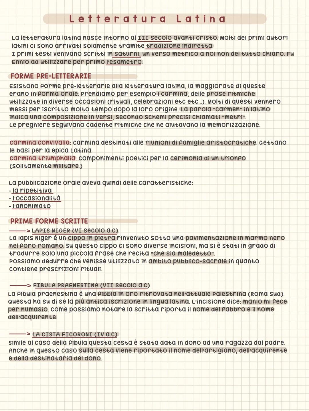 # Letteratura Latina

La letteratura latina nasce intorno al III secolo avanti cristo. Molti dei primi autori
latini ci sono arrivati solame