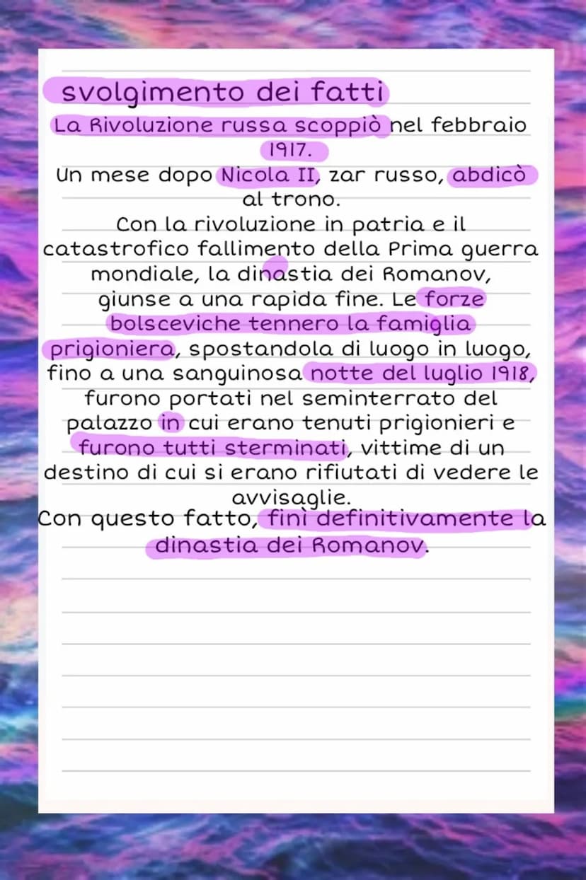 la fine dei
Romanov
personaggi
La famiglia imperiale
russa dei Romanov.
la dinastia dei
Romanov nacque
nel 1613 e finì
nel 1917
ROMANOV
1613