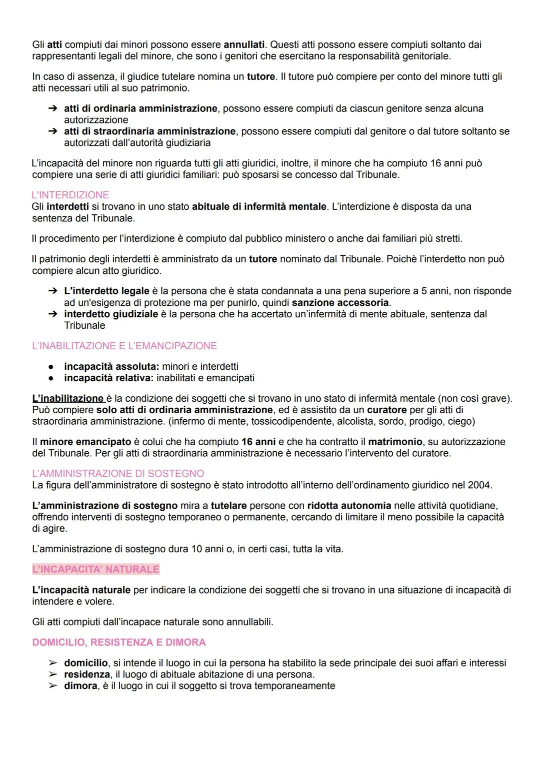 DIRITTO UNITA' 1
I SOGGETTI
Si definisce soggetto ogni entità cui la legge attribuisce la capacità giuridica. La CAPACITÀ GIURIDICA è
la cap