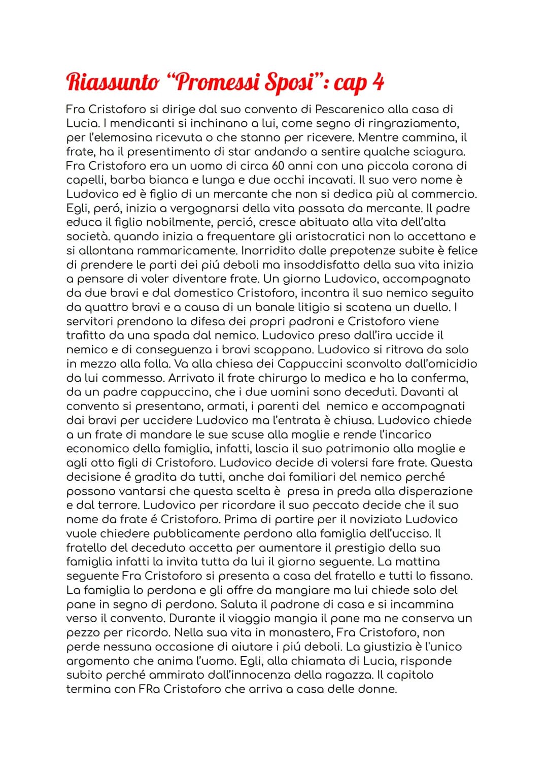 riassunto "Promessi Sposi": capitolo 4