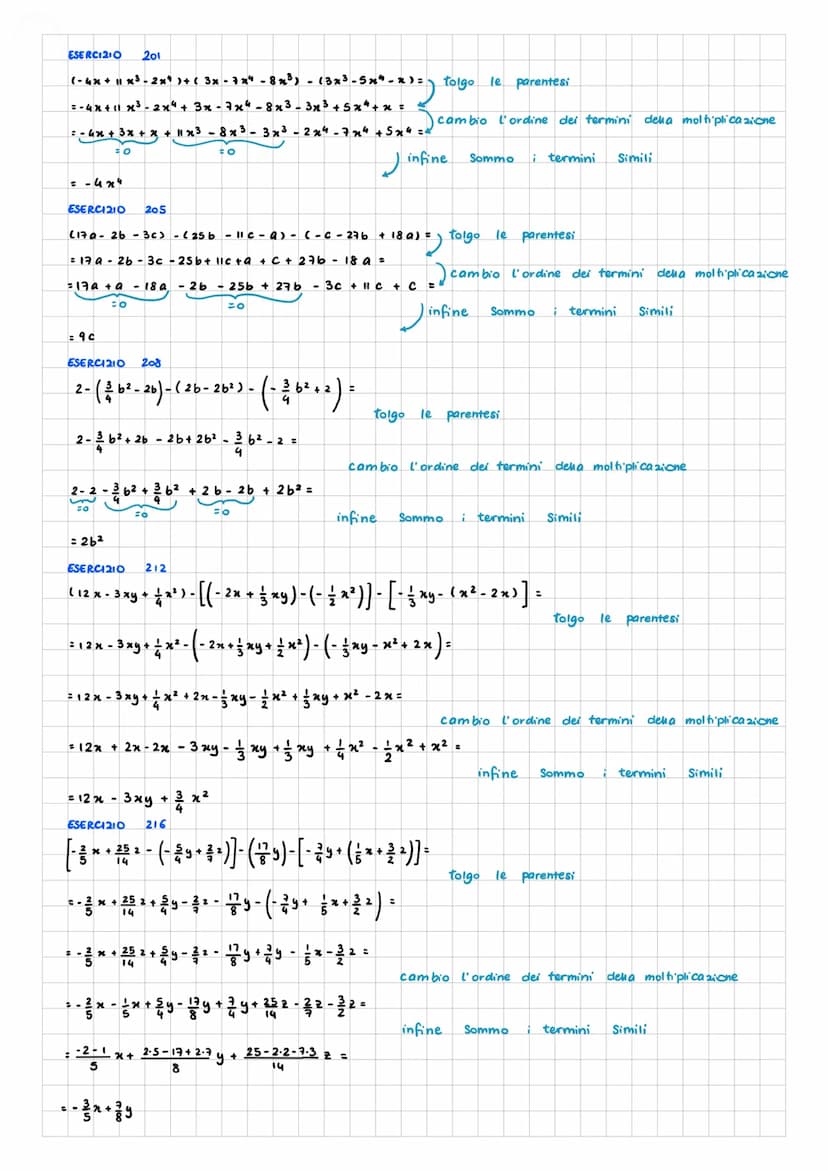 calcolo
MONOMI
Un MONOMIO e un espressione algebrica elementare in cui compaiono moltiplicazioni
tra numeri e lettere, eventualmente elevate
