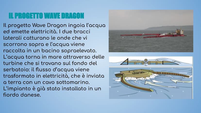 L'ENERGIA IDROELETTRICA E
DALL'OCEANO L'ENERGIA DALL'OCEANO
L'energia dall'oceano è una fonte
inesauribile ma la difficoltà di
sfruttamento 