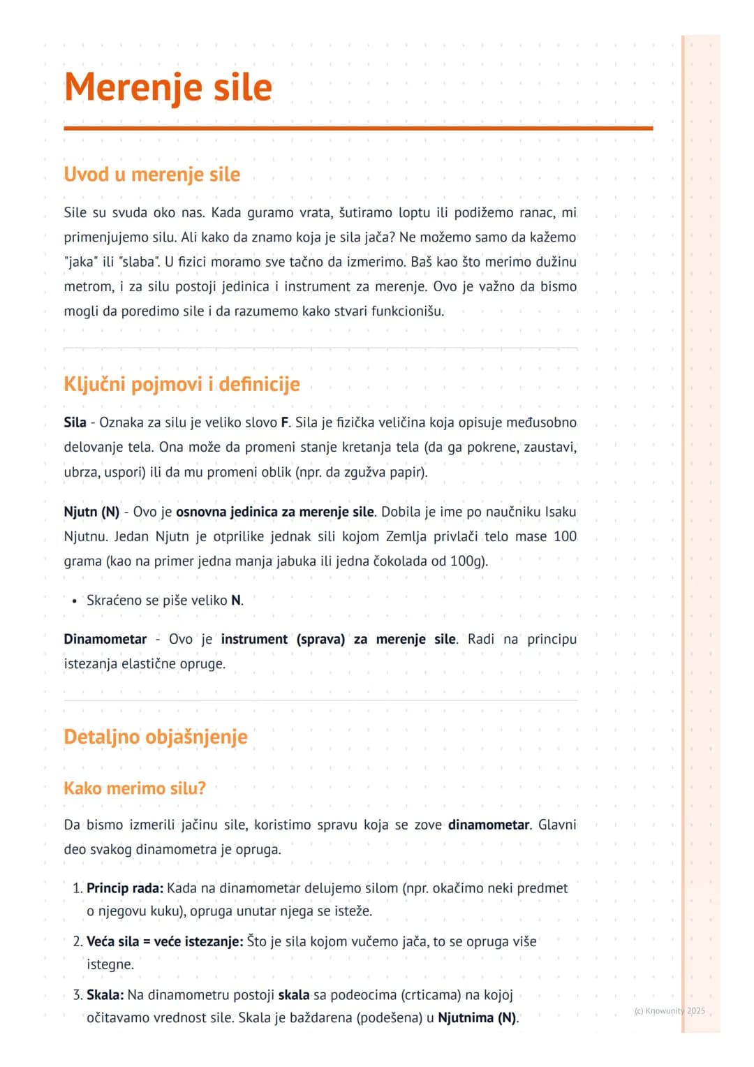 # Merenje sile

Uvod u merenje sile

Sile su svuda oko nas. Kada guramo vrata, šutiramo loptu ili podižemo ranac, mi
primenjujemo silu. Ali 