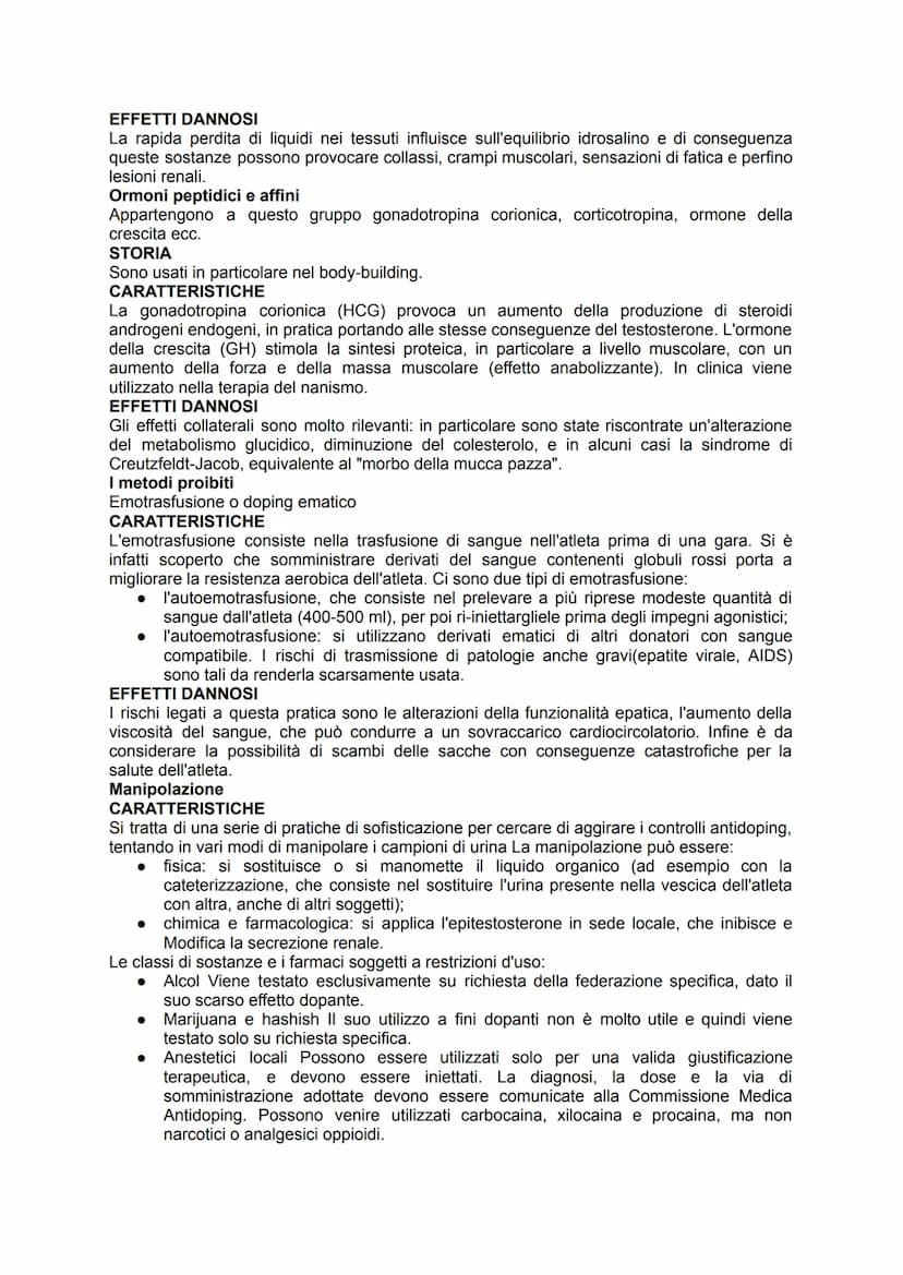1. Che cos'è il doping
Per doping si intende l'assunzione di sostanze stimolanti vietate e l'utilizzo di pratiche illecite
allo scopo di ott