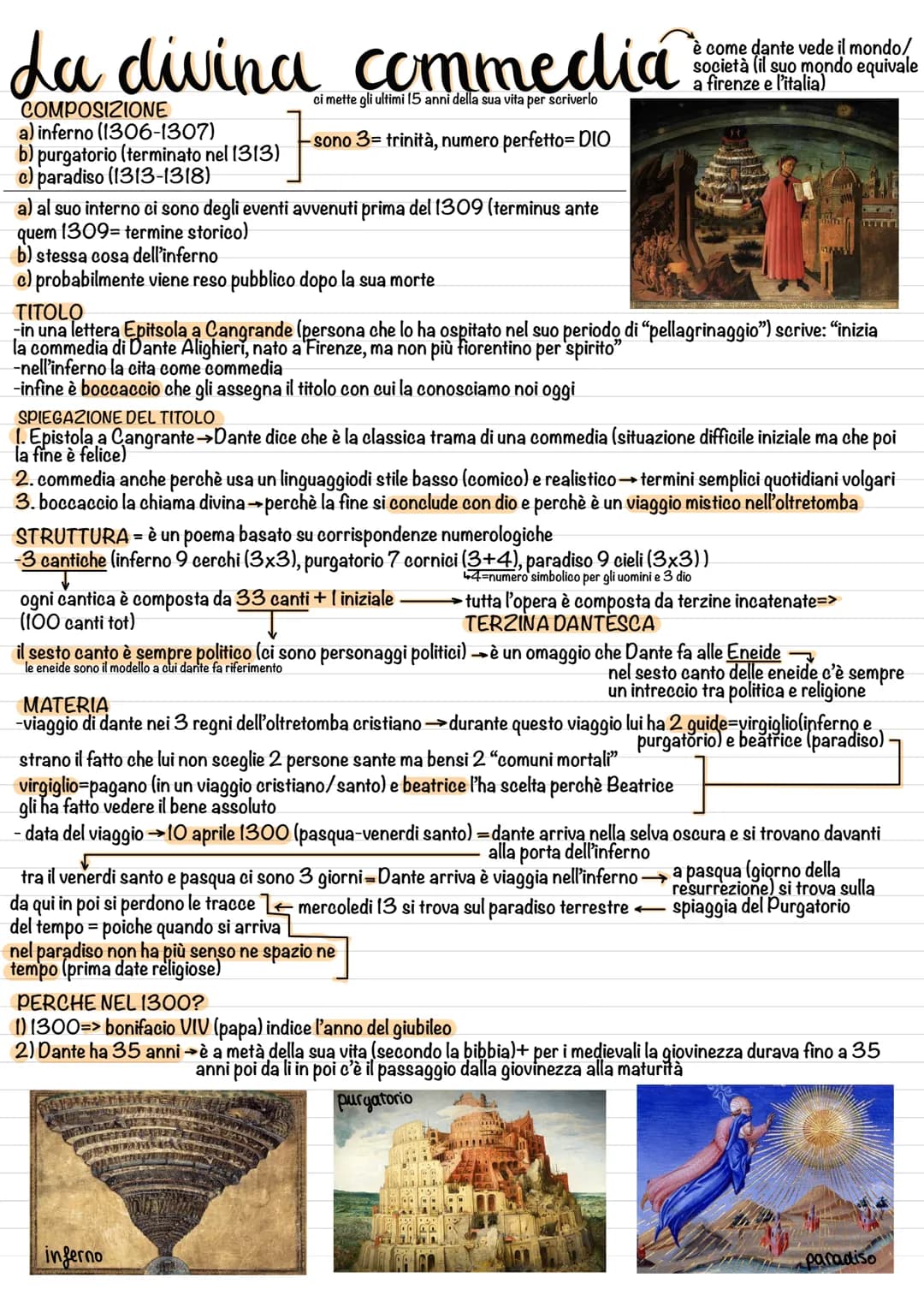 Vita e opere di Dante Alighieri - Riassunto e PDF