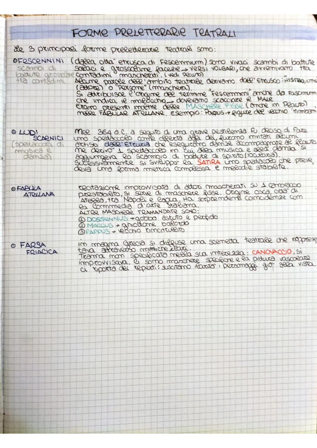 Le 3 principali forme preletterarie teatrali somo:
OFESCENNINI (darea città etrusca di Fescemmium) somo vivaci scambi di battute
Salaci e gr