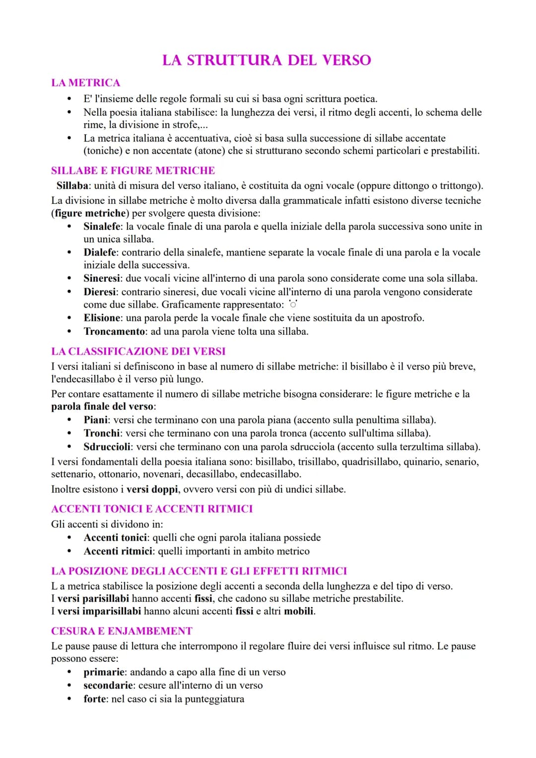 
<p>La metrica italiana è accentuativa, cioè si basa sulla successione di sillabe accentate (toniche) e non accentate (atone) che si struttu