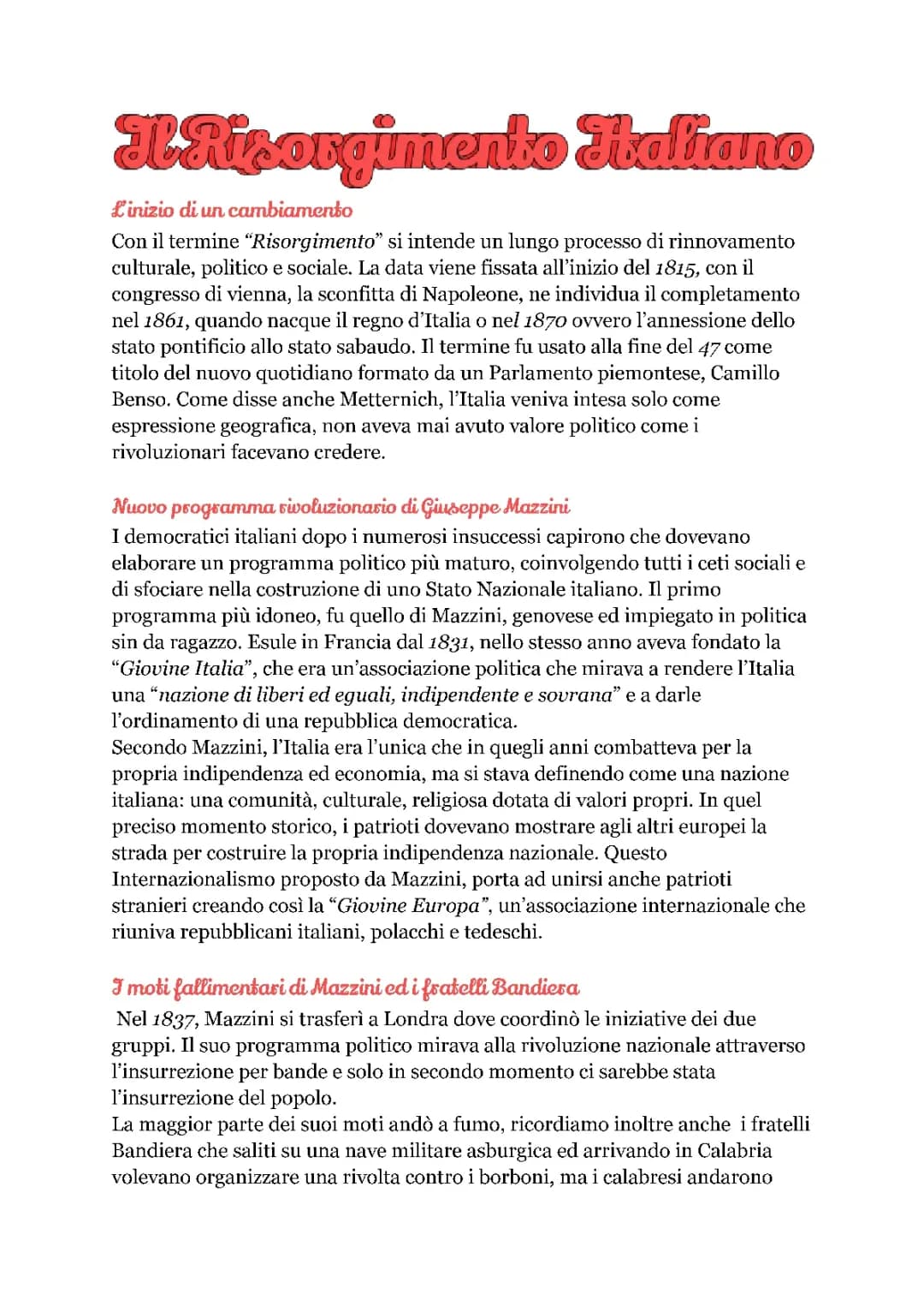 Il Risorgimento Italiano 