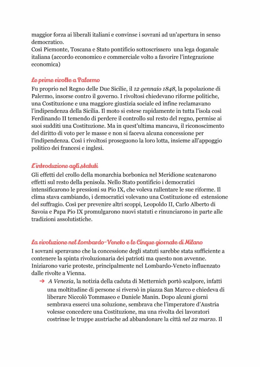 I Risorgimento Italiano
L'inizio di un cambiamento
Con il termine "Risorgimento" si intende un lungo processo di rinnovamento
culturale, pol