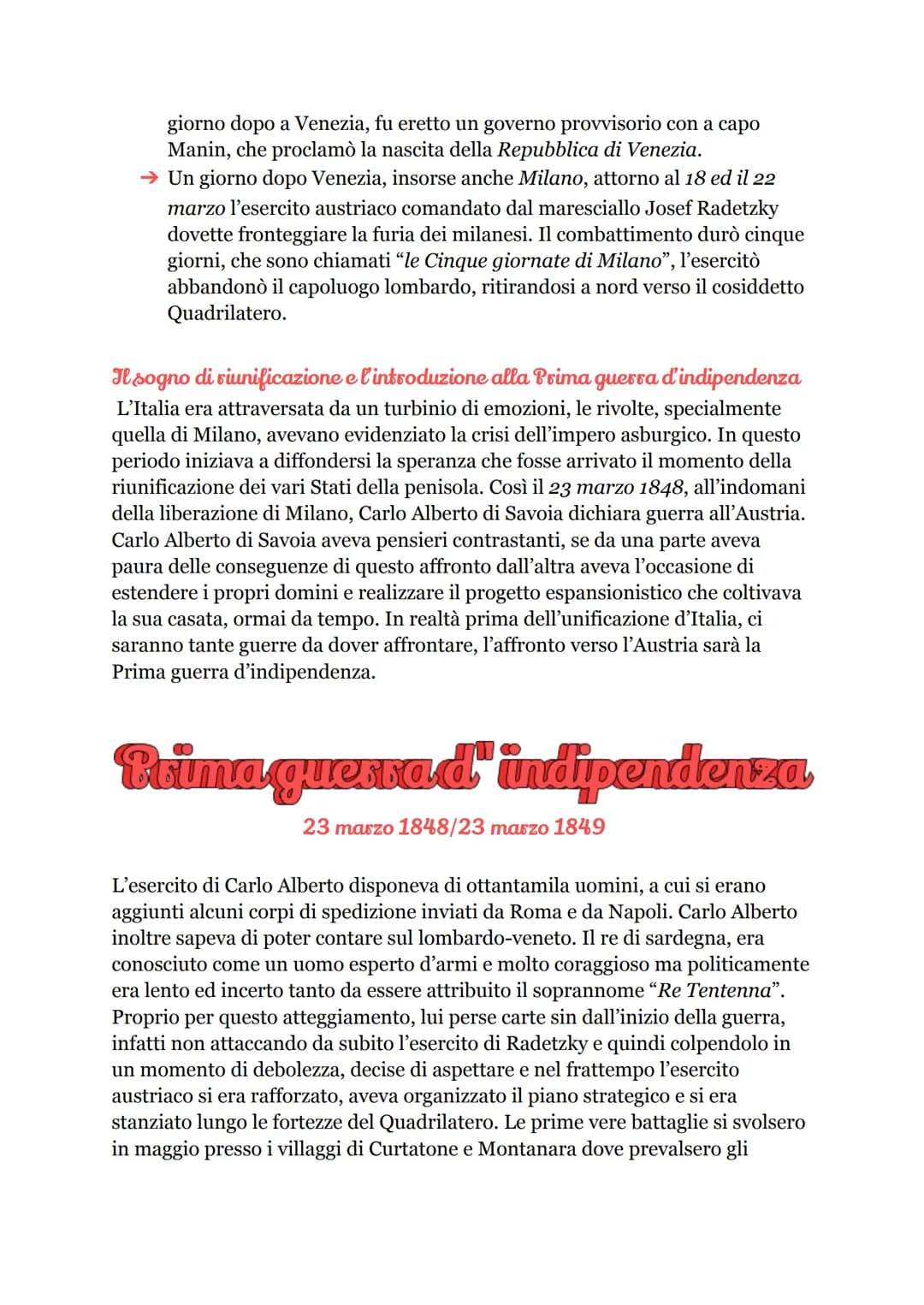 I Risorgimento Italiano
L'inizio di un cambiamento
Con il termine "Risorgimento" si intende un lungo processo di rinnovamento
culturale, pol