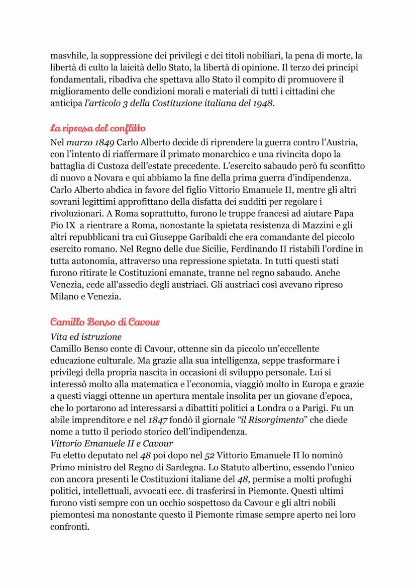 I Risorgimento Italiano
L'inizio di un cambiamento
Con il termine "Risorgimento" si intende un lungo processo di rinnovamento
culturale, pol