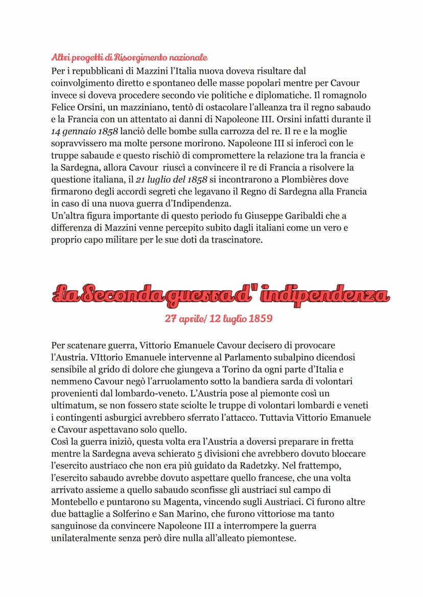 I Risorgimento Italiano
L'inizio di un cambiamento
Con il termine "Risorgimento" si intende un lungo processo di rinnovamento
culturale, pol