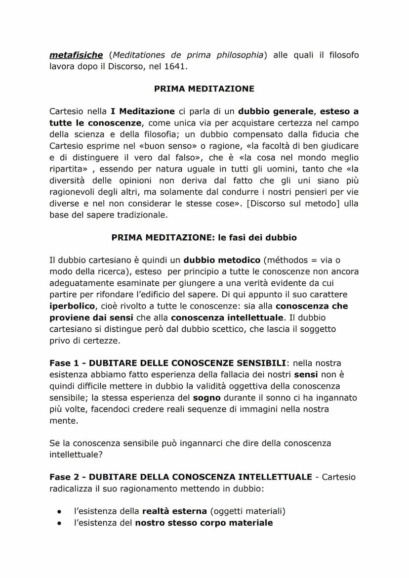 Cartesio
Particolarità della filosofia cartesiana
Cartesio è critico verso il sapere tradizionale appreso presso il collegio
gesuita di La F