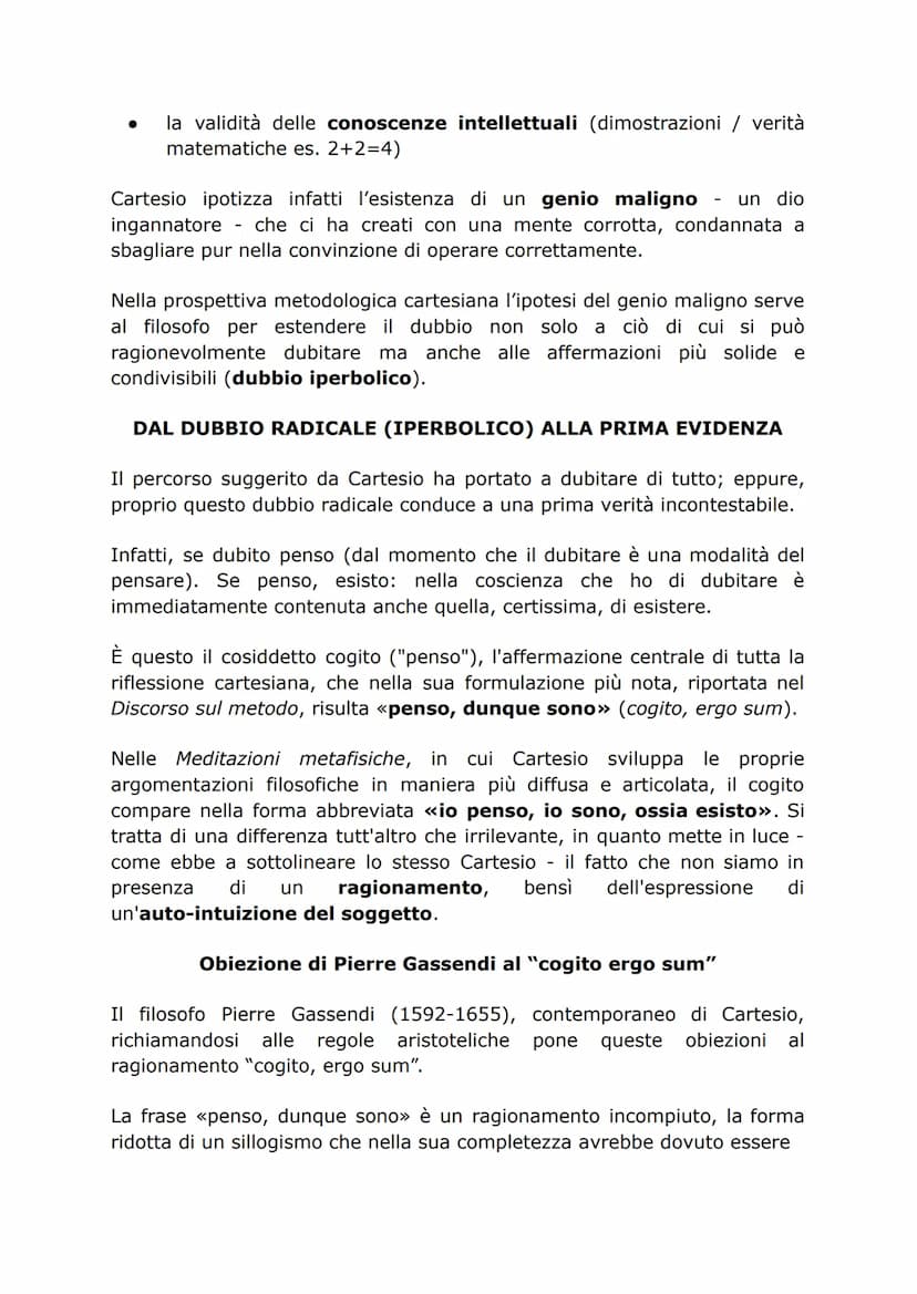 Cartesio
Particolarità della filosofia cartesiana
Cartesio è critico verso il sapere tradizionale appreso presso il collegio
gesuita di La F