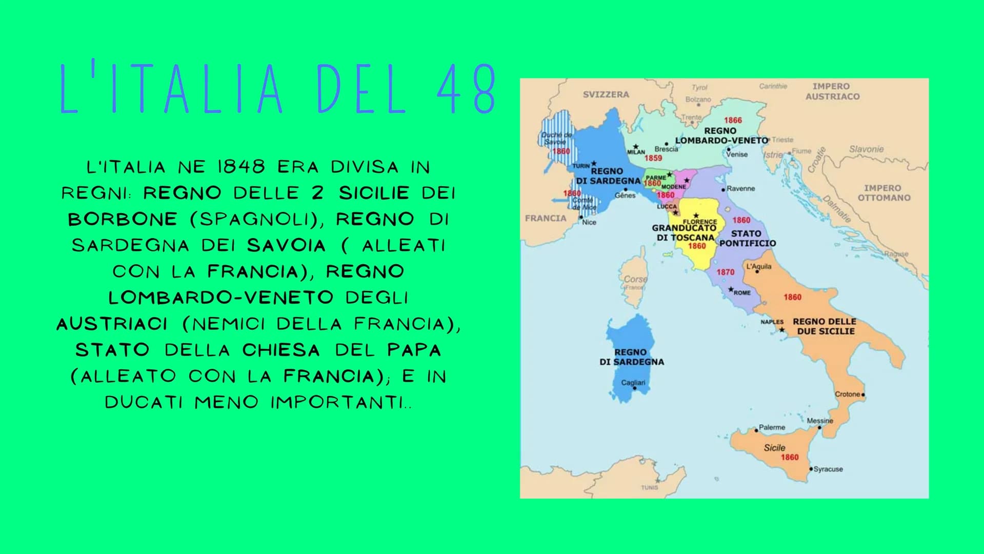 UNIFICAZIONE D'ITALIA
GARIBALDI
1848 1871 IDEE PATRIOTTICHE
AGLI INZIZI DEL 1800 IN ITALIA, MA ANCHE IN EUROPA
(FRANCIA, GERMANIA), C'ERA UN