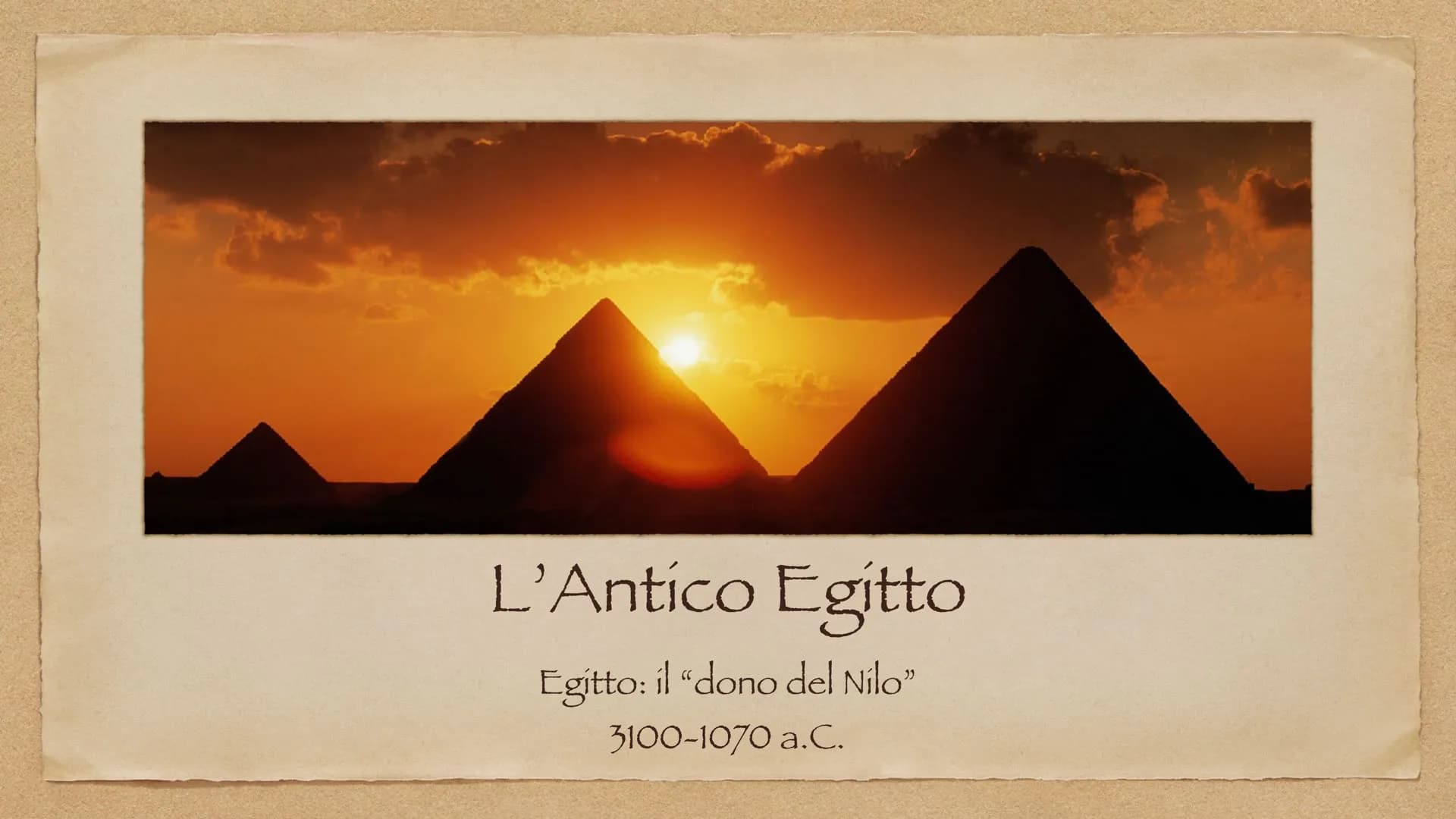 L'Antico Egitto
Egitto: il "dono del Nilo"
3100-1070 a.C. Il Nilo
Mediterranean Sea
EGYPT
SUDAN
SOUTH
SUDAN
ләмгы дүү
nine Nile R
UGANDA
Red