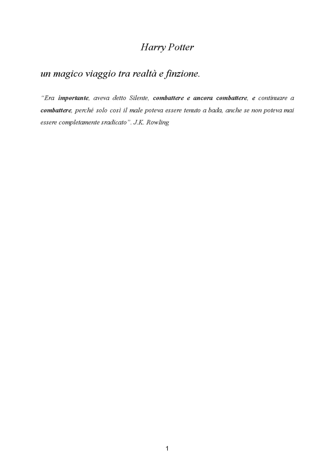 Tesina di Terza Media su Harry Potter: PDF e PowerPoint