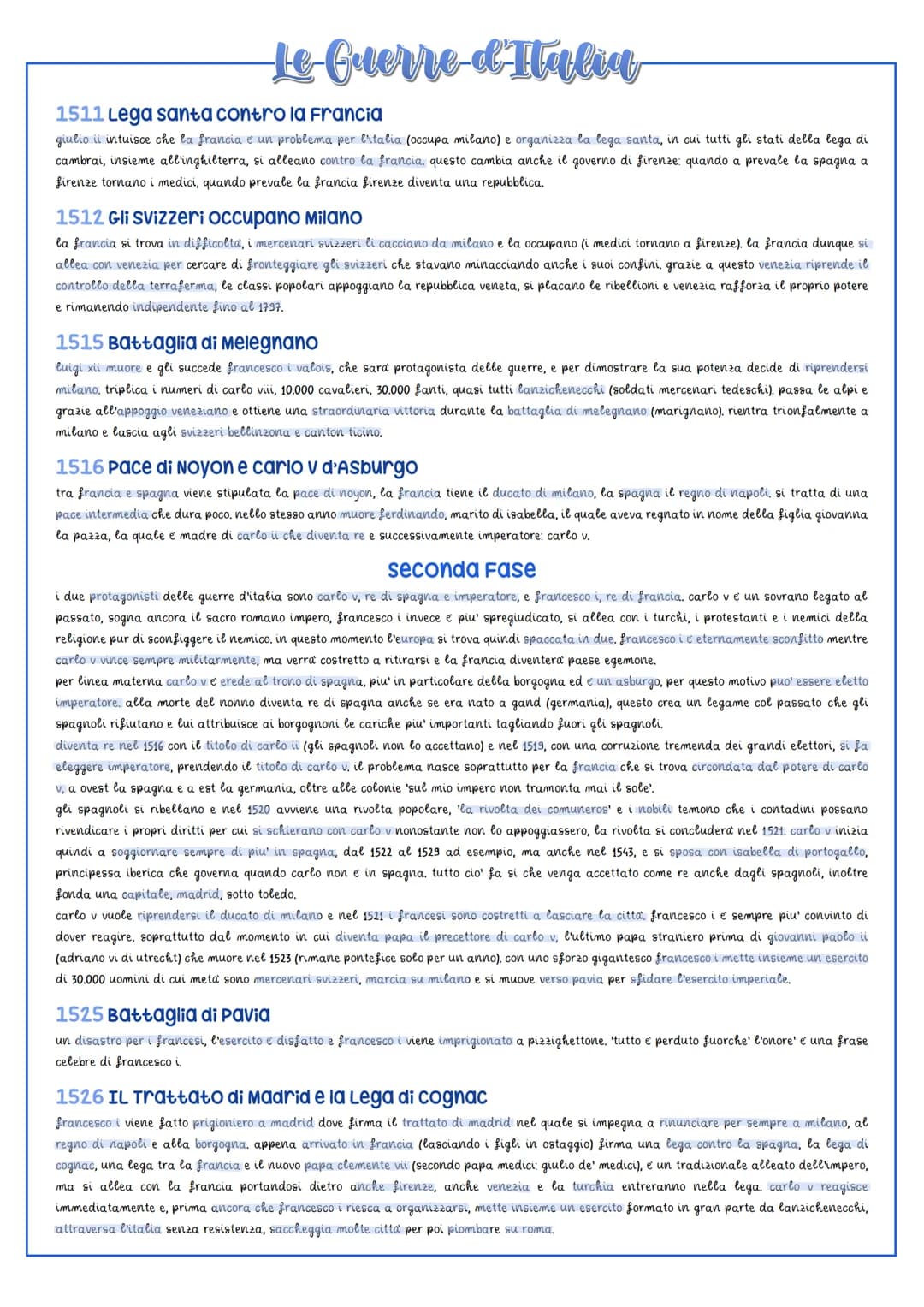 Le Guerre & Italia
1494-1559
a seguito della pace di lodi 1454, gli stati italiani sono in una situazione di pacificazione, dovuta anche all