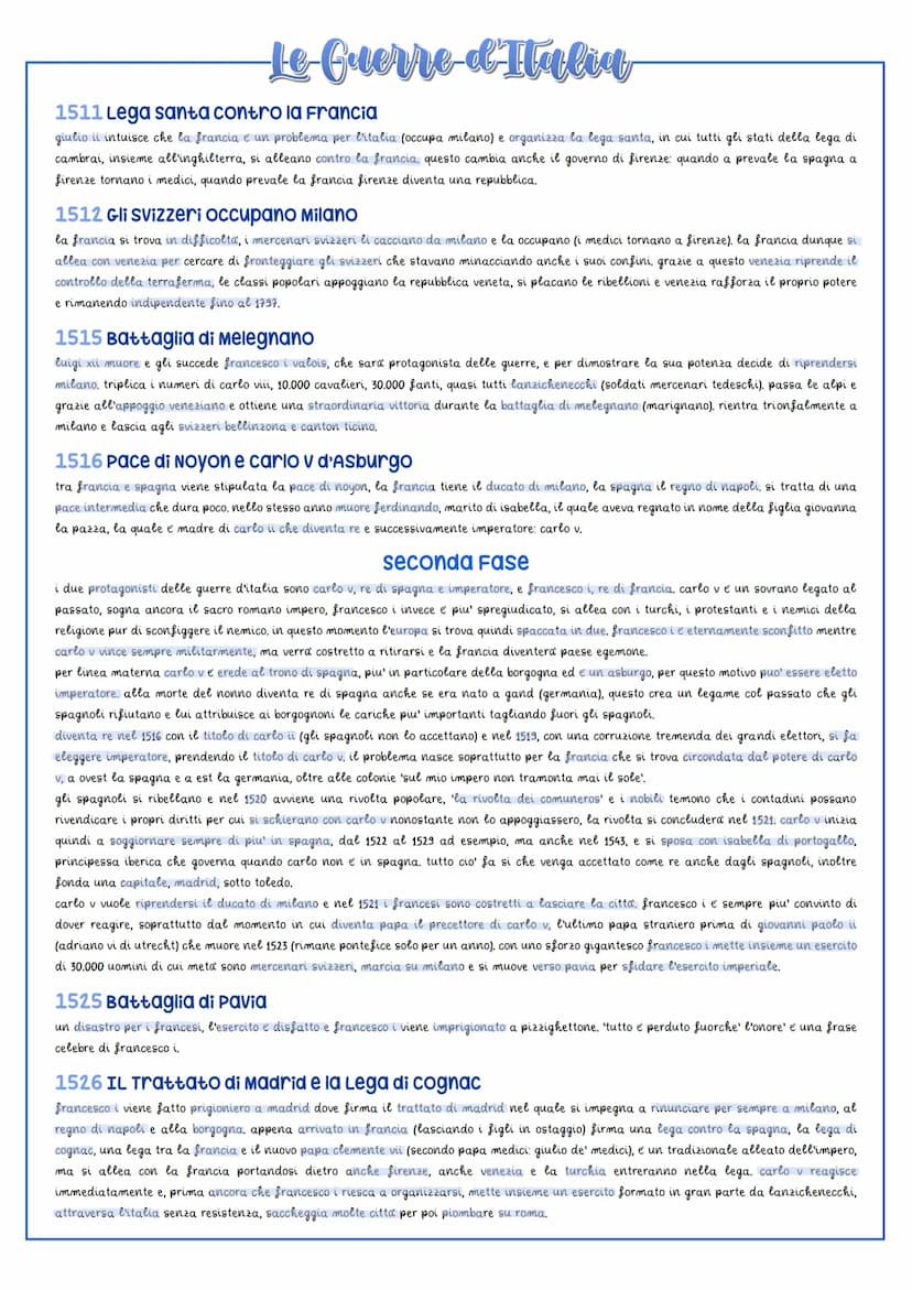 Le Guerre & Italia
1494-1559
a seguito della pace di lodi 1454, gli stati italiani sono in una situazione di pacificazione, dovuta anche all