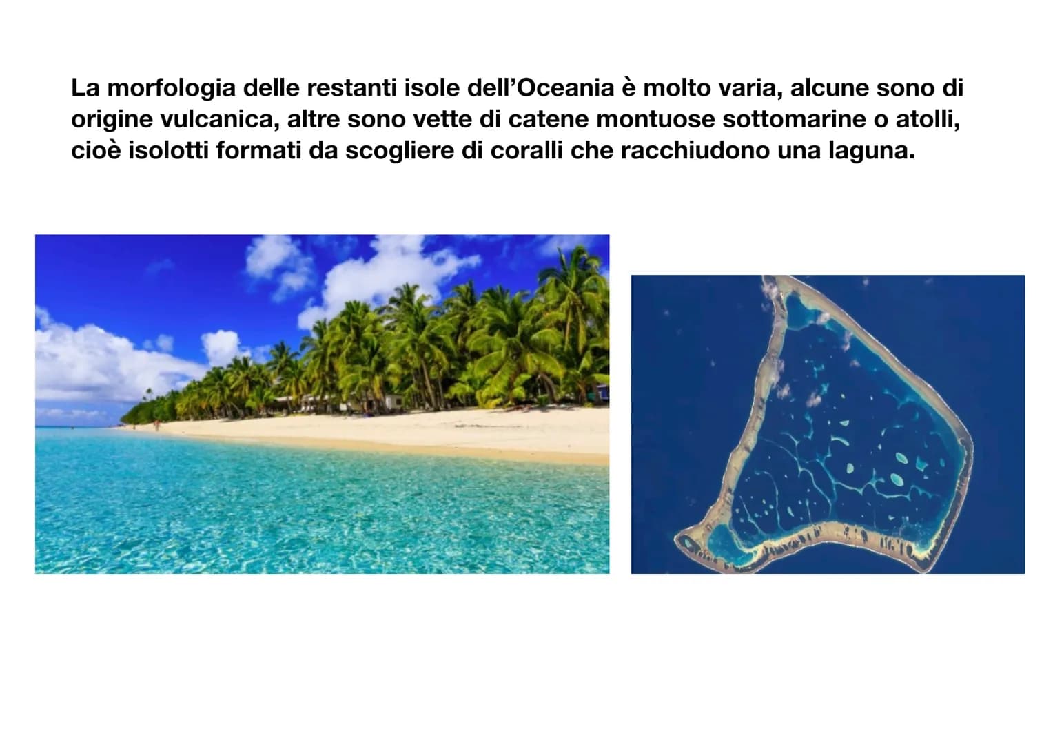 L'Oceania
L'Oceania è un continente insulare, infatti è composto solo da isole, situate
tra l'Oceano indiano e l'Oceano
pacifico. L'isola pi
