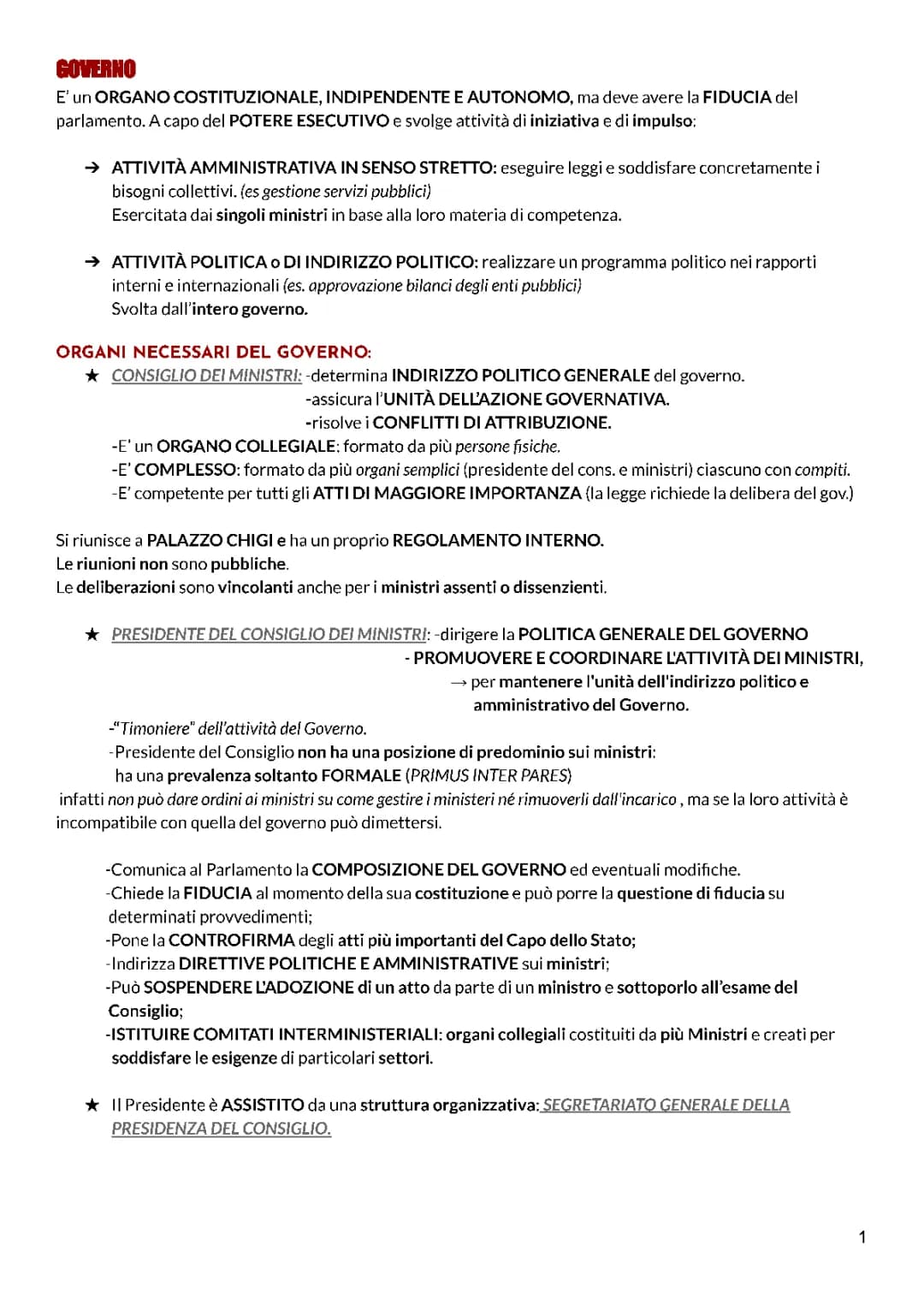 Tutto sugli Organi Costituzionali e il Governo Italiano: Schema e Funzioni