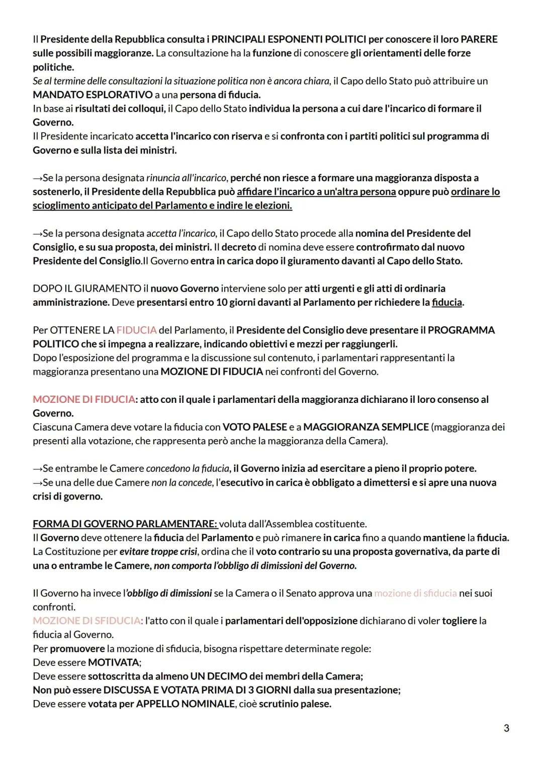 GOVERNO
E' un ORGANO COSTITUZIONALE, INDIPENDENTE E AUTONOMO, ma deve avere la FIDUCIA del
parlamento. A capo del POTERE ESECUTIVO e svolge 