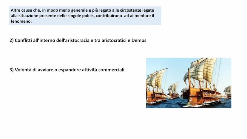 Polis: l'espansione nel
mediterraneo
La seconda colonizzazione (e le trasformazioni economiche, culturali e
politiche delle poleis) Età Arca