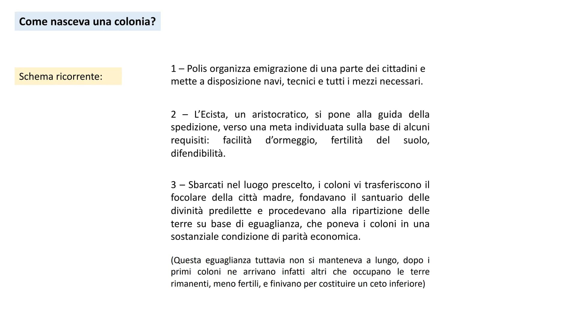 Polis: l'espansione nel
mediterraneo
La seconda colonizzazione (e le trasformazioni economiche, culturali e
politiche delle poleis) Età Arca