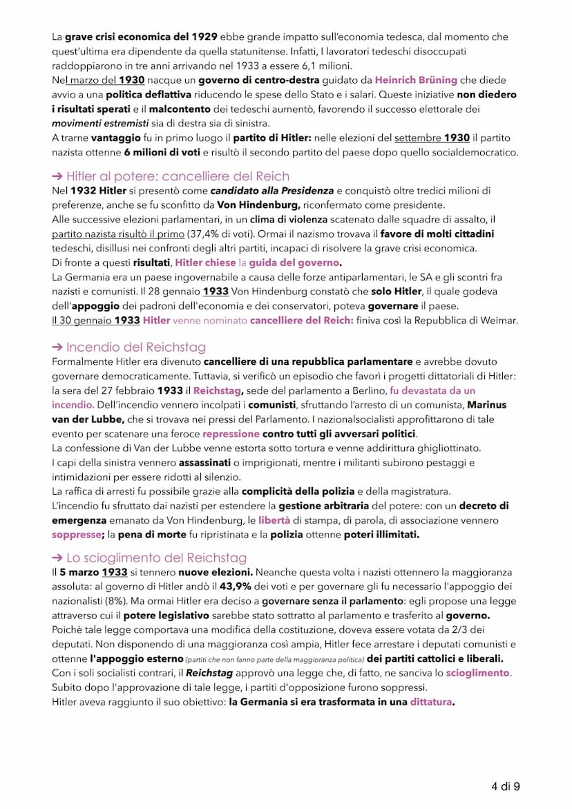 La Germania dalla Repubblica di
Weimar al Terzo Reich
1. Il dopoguerra tedesco
Alla fine del primo conflitto mondiale la Germania era stata 