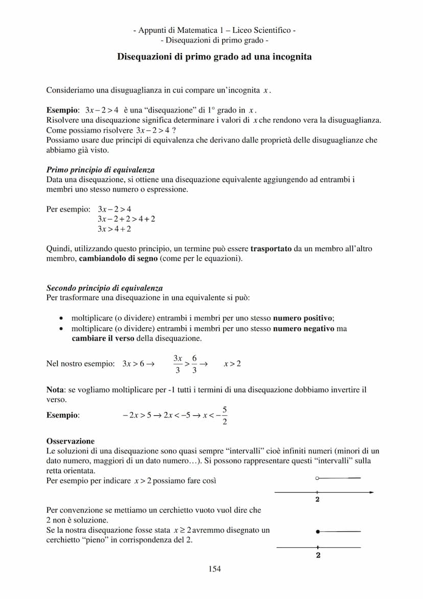 - Appunti di Matematica 1 - Liceo Scientifico -
Disequazioni di primo grado -
Disequazioni di primo grado
2x > 3
Disuguaglianze numeriche
Es
