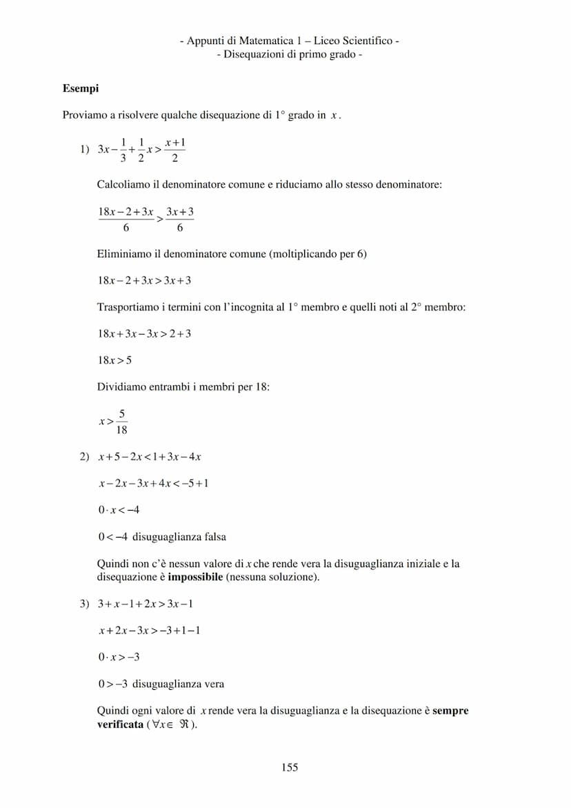 - Appunti di Matematica 1 - Liceo Scientifico -
Disequazioni di primo grado -
Disequazioni di primo grado
2x > 3
Disuguaglianze numeriche
Es