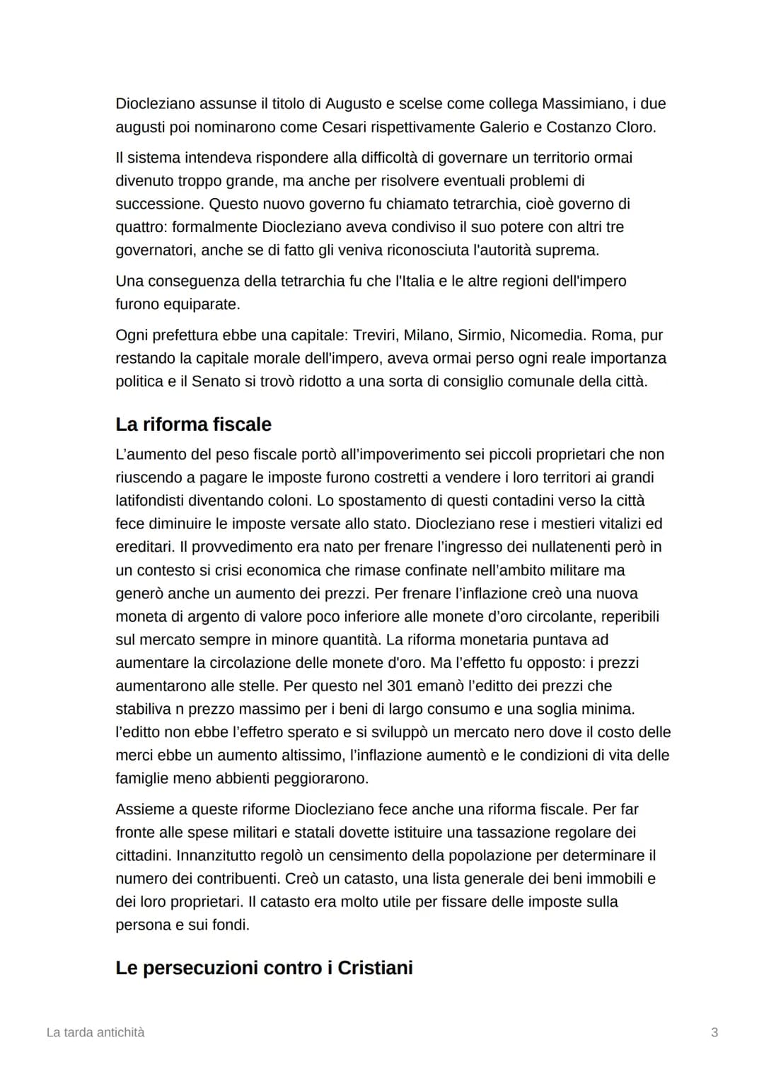 
<p>La tarda antichità è un periodo della storia che si colloca tra il VI e il V secolo e comprende l'epoca di Diocleziano fino alla deposiz