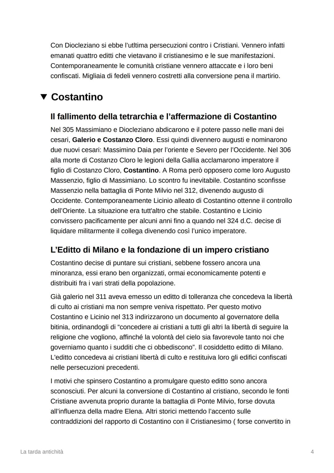 
<p>La tarda antichità è un periodo della storia che si colloca tra il VI e il V secolo e comprende l'epoca di Diocleziano fino alla deposiz