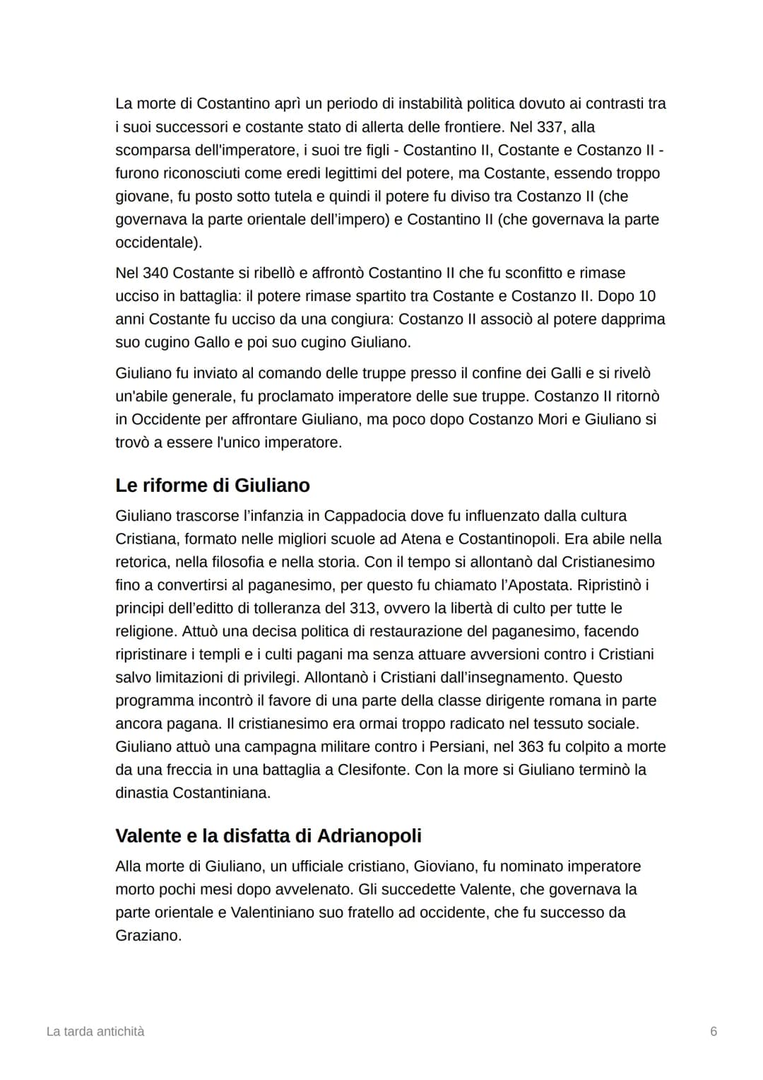 
<p>La tarda antichità è un periodo della storia che si colloca tra il VI e il V secolo e comprende l'epoca di Diocleziano fino alla deposiz