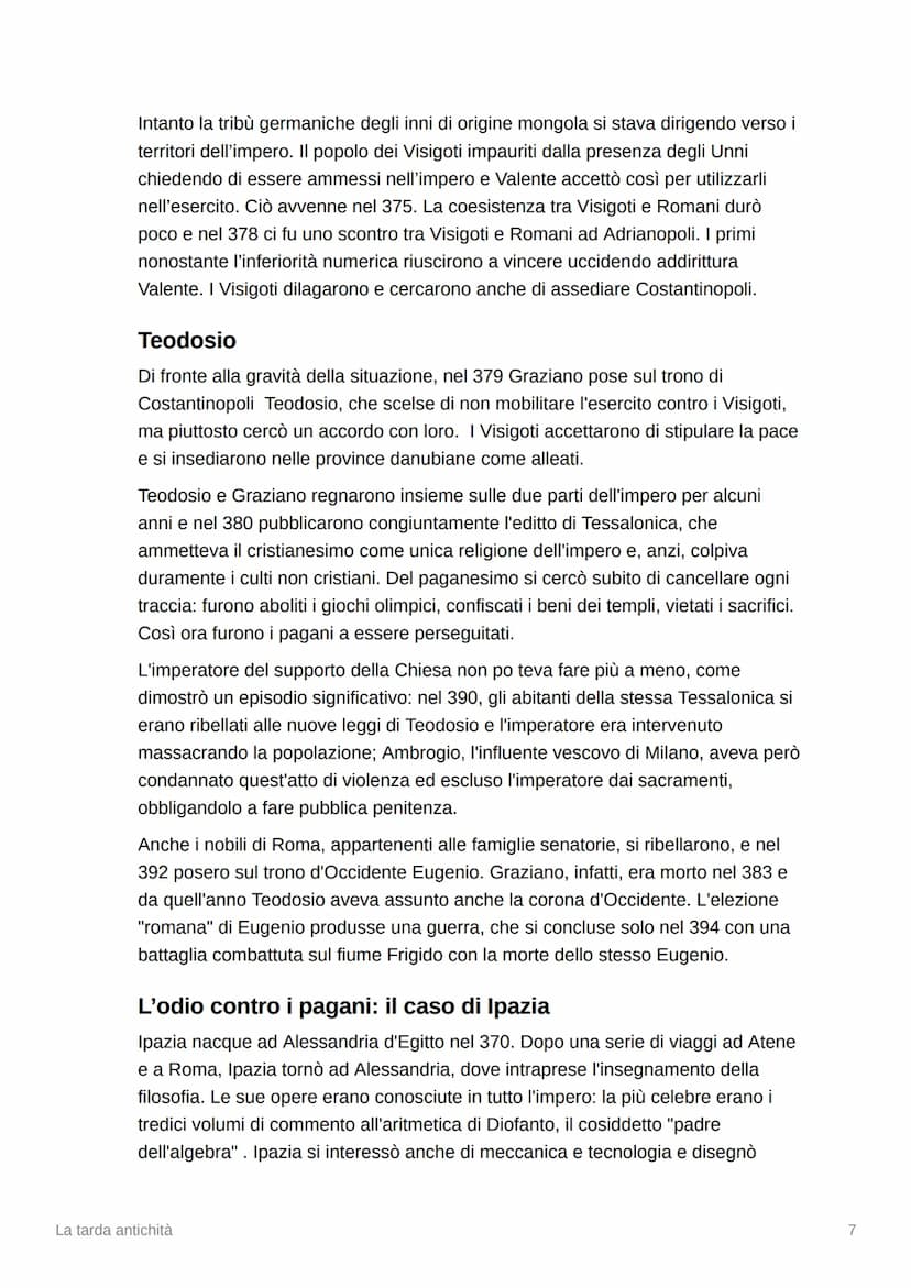 
<p>La tarda antichità è un periodo della storia che si colloca tra il VI e il V secolo e comprende l'epoca di Diocleziano fino alla deposiz