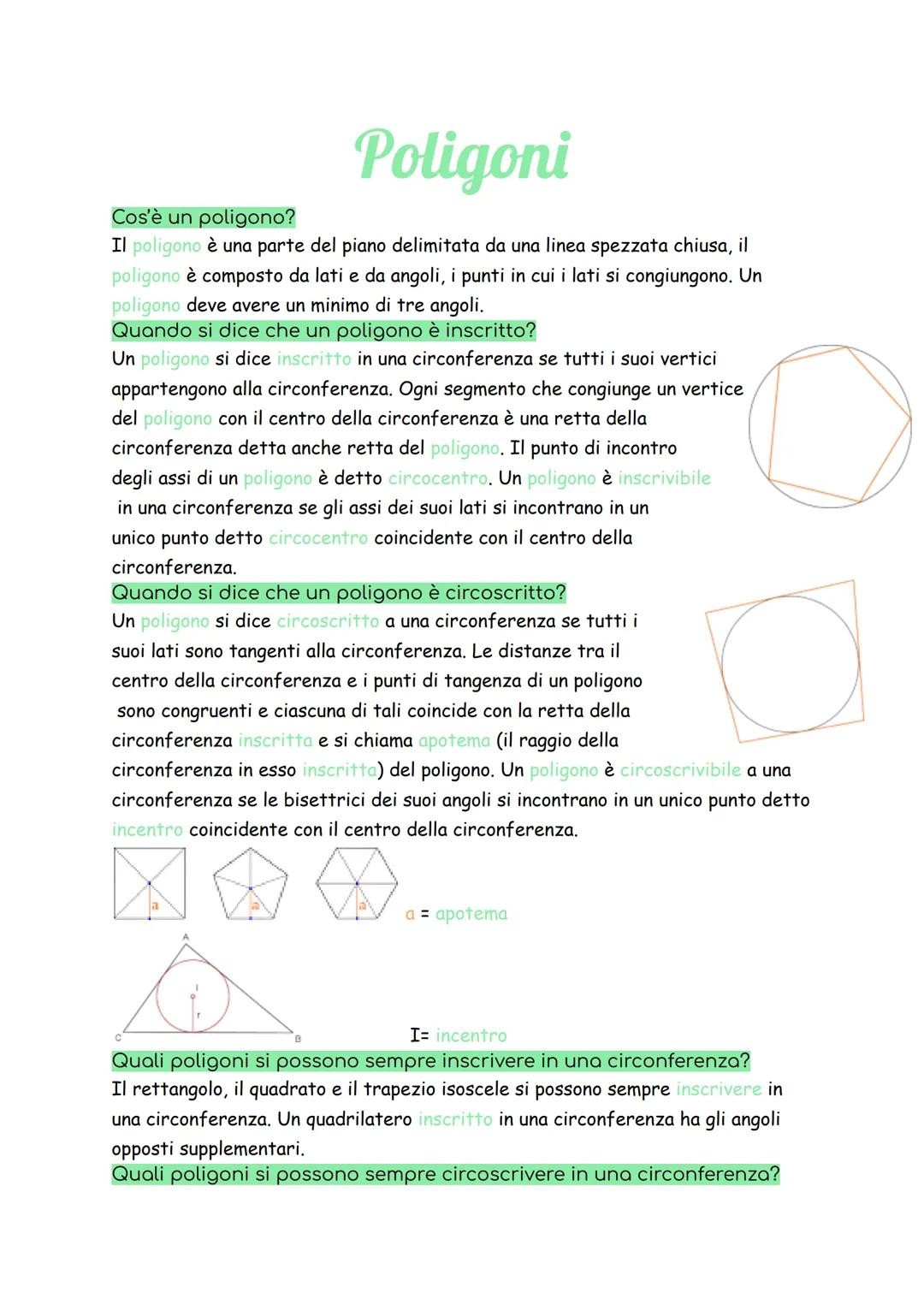 # Poligoni

Cos'è un poligono?

Il poligono è una parte del piano delimitata da una linea spezzata chiusa, il
poligono è composto da lati e 