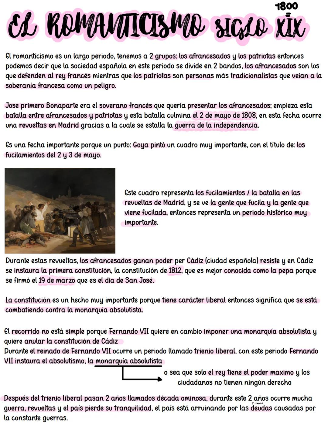 1800
EL ROMANTICISMO SIGLO XIX
El romanticismo es un largo periodo, tenemos a 2 grupos: los afrancesados y los patriotas entonces
podemos de