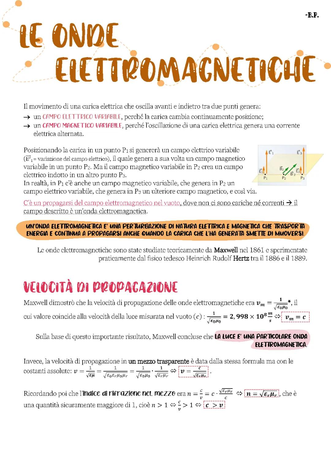 Le Equazioni di Maxwell e le Onde Elettromagnetiche: Spiegazione Facile e Riassunto PDF