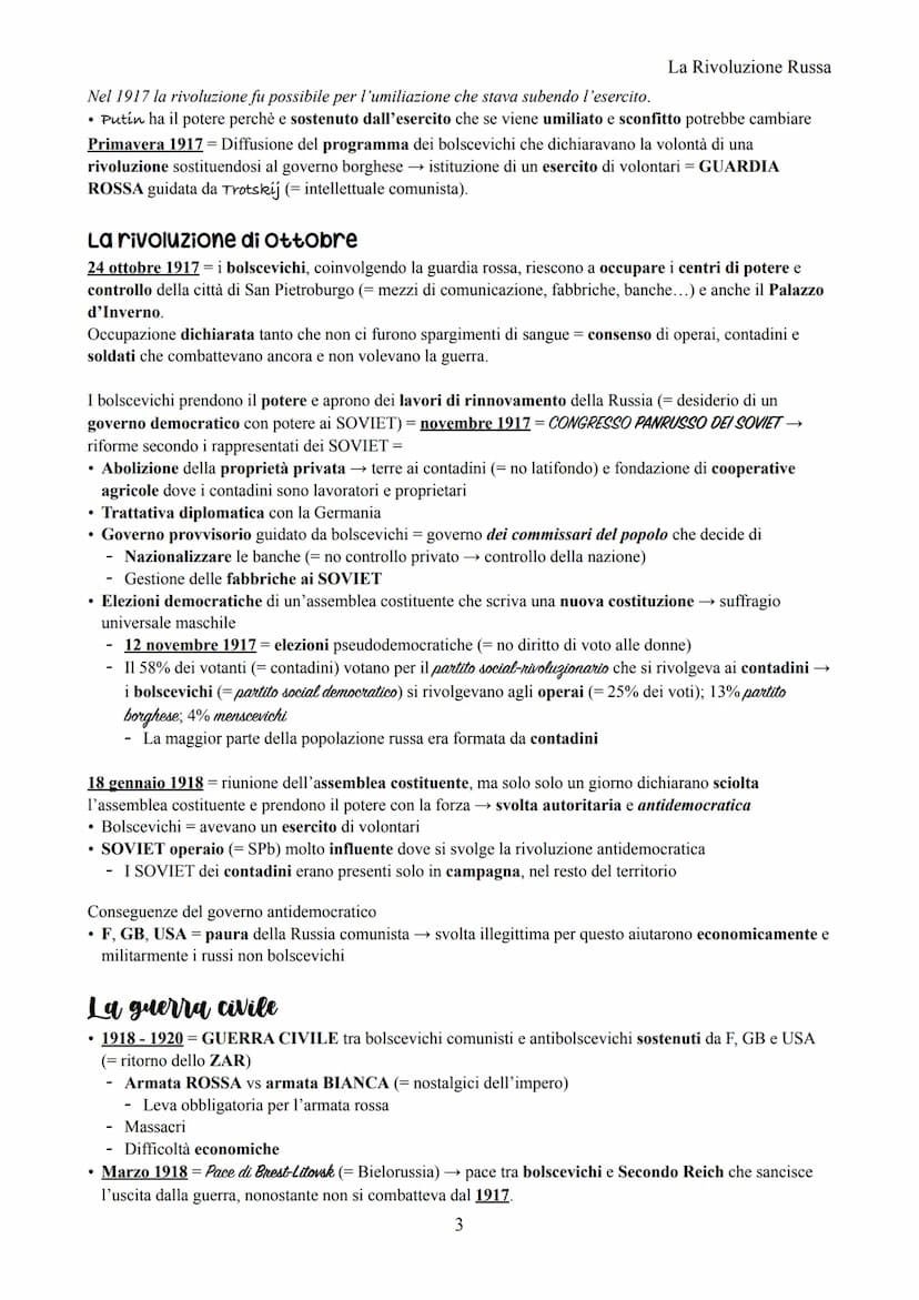 La Rivoluzione Russa
La rivoluzione Russa
1917 = rivoluzione che parte dal popolo e dall'esercito → ribellione verso lo ZAR (= impero zarist